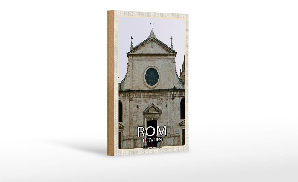 Holzschild Reise Rom Italy Basilika Santa Maria 12x18 cm Dekoration