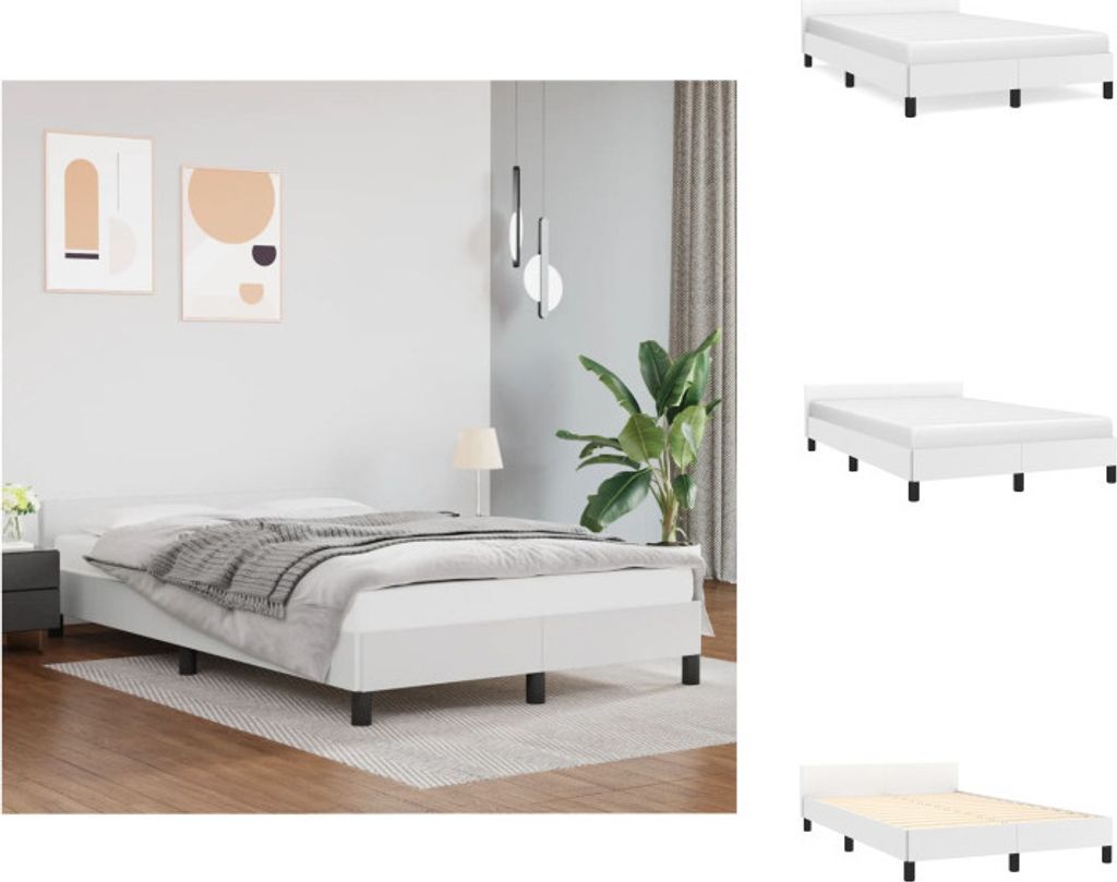 vidaXL Bettgestell mit Kopfteil Weiß 120x200 cm Kunstleder - Betten & Bettgestelle