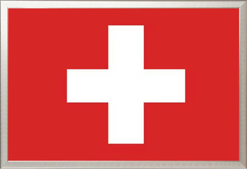 Cadre photo alu argenté avec poster drapeau de la Suisse Shinsuke