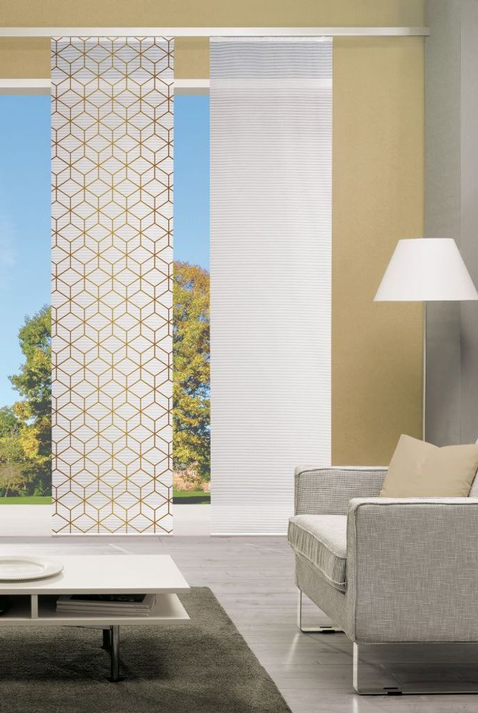 Home Wohnideen Schiebevorhang Digitaldruck Bambus-Optik "Sesana" 260 x 60 cm Gold