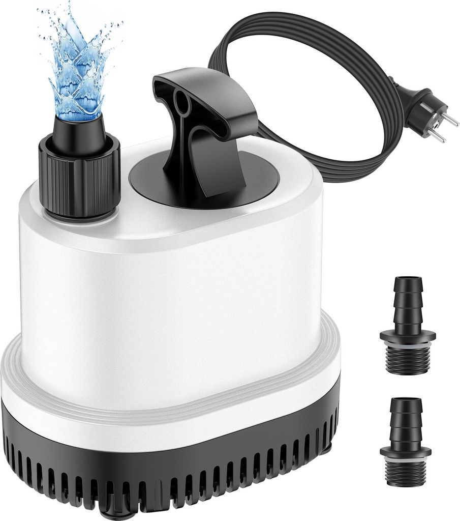 Forever Tauchpumpe 70W 3500L/H Gartenpumpe Brunnenpumpe Entwässerungspumpe Mit 2,3 m Kabel,flachabsaugend bis 5mm für Gärten, Aquarium, Teich, B...