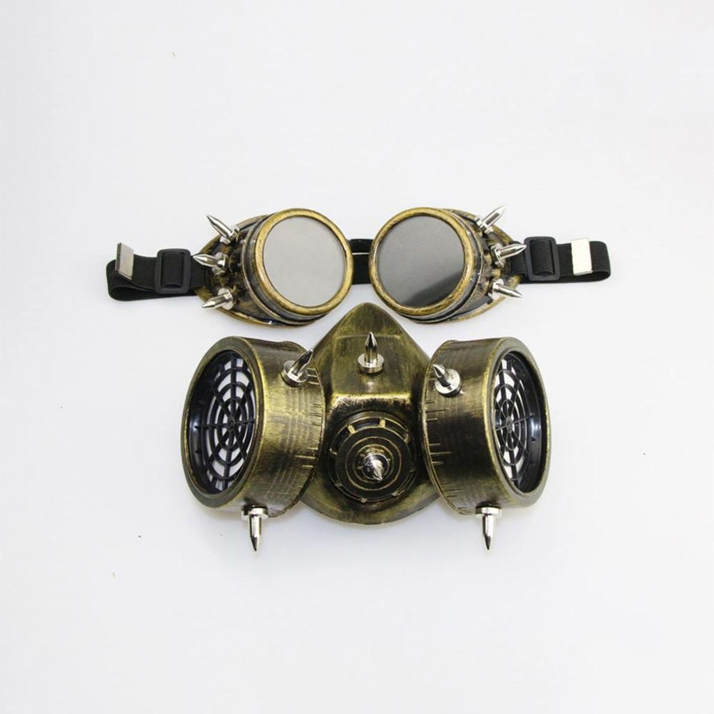 Steampunk Gasmaske Stachelbrille Skelett Krieger Totenmaske Maskerade Cosplay Halloween Kostüm Requisiten