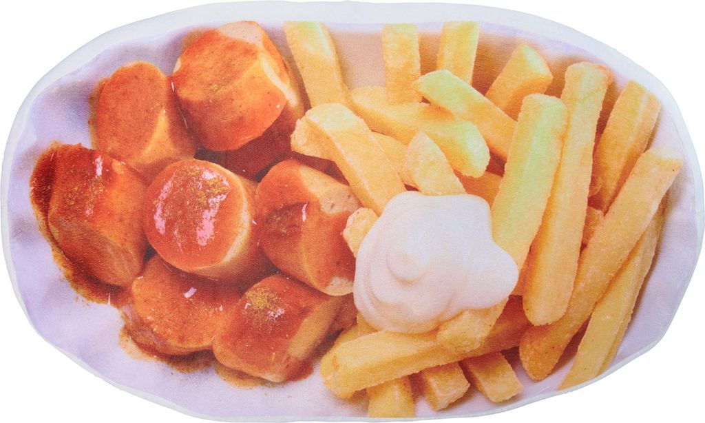 Currywurst & Pommes Kissen - Schale Dekokissen Sofakissen Zierkissen 30 x 50 cm