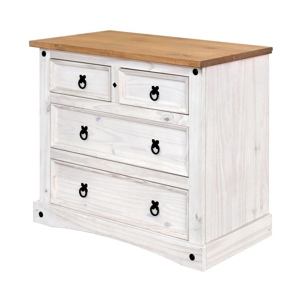 Commode 2+2 tiroirs CORONA blanc cire Image du produit 