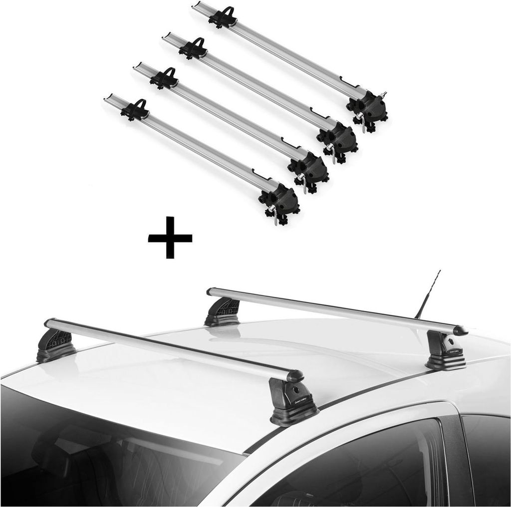 4x Fahrradträger Bike Pro + Dachträger VDP EVO ALU kompatibel mit für Mercedes Classe E (W212) 4 Türer 2009-2016
