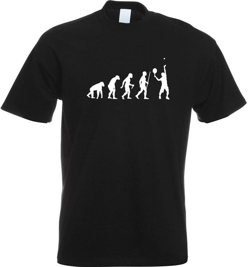 Kiwistar - T-Shirt - schwarz - Tennisspieler Evolution Motiv Bedruckt Funshirt Design Print - mit Motiv Bedruckt - Funshirt Design - Sport - Freize...