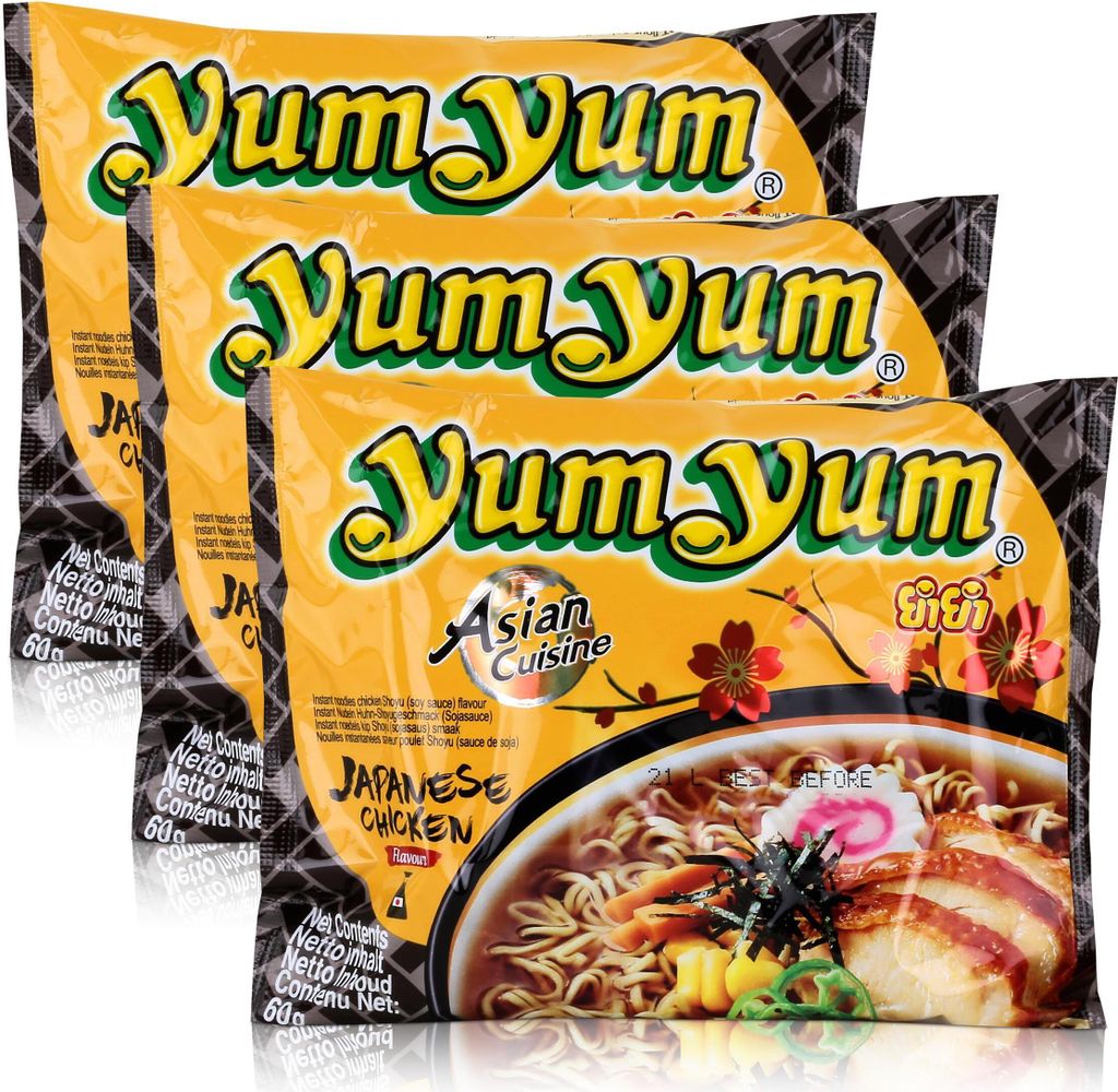 Yum Yum Instant Nudeln Japanese Chicken 60g - Fertiggericht (3er Pack)