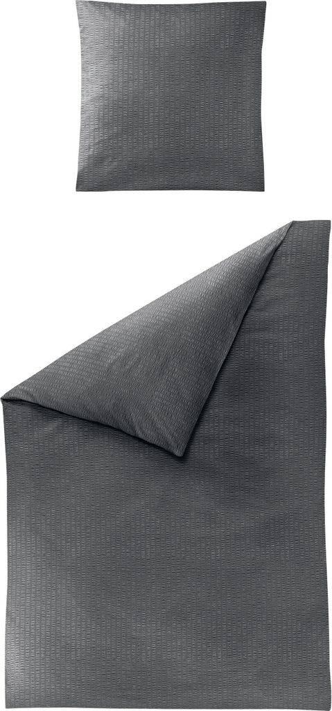Traumschloss Seersucker Bettwäsche - 3000-18 - uni, dunkelgrau 135 x 200 cm bügelfrei, uni, dunkelgrau