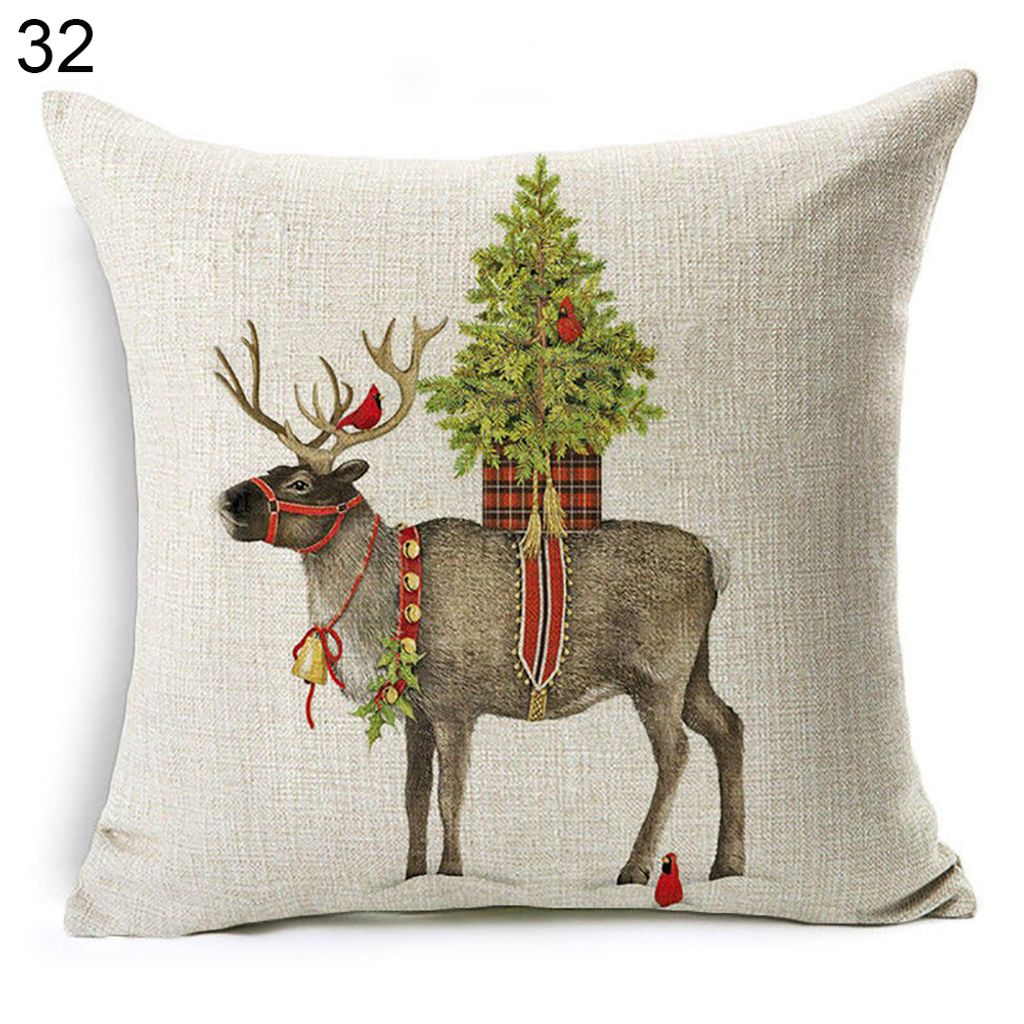 Weihnachtshund Santa Claus Rentier Kissen Cover Wurfkissen Hülle Sofa Dekor-#32 Weihnachtshirsch
