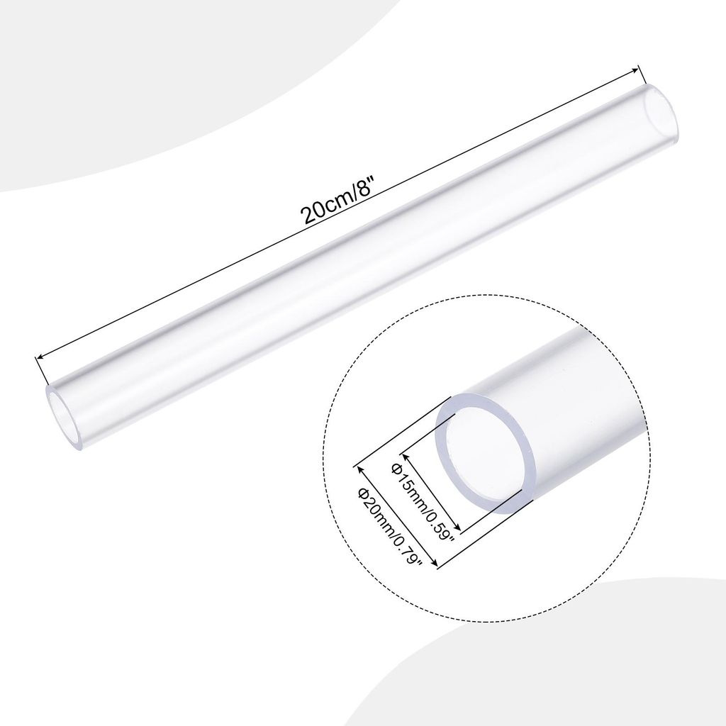 PVC Rohr, Durchmesser 15mm L?nge 0.2m Rund Kunststoffrohr fš¹r Garten, Aquarium, Wasserleitung, Kabelkanal, lš¹ftungsrohr (Transparent)