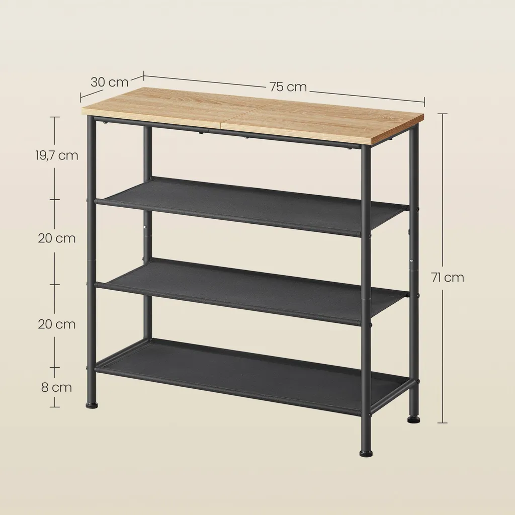 Scarpiera SILVANO 4 Ripiani In Metallo Nero – Organizer Portatile Per Scarpe, 19x58x65 Cm, Fino A 12 Paia, Per Camera E Corridoio - 2