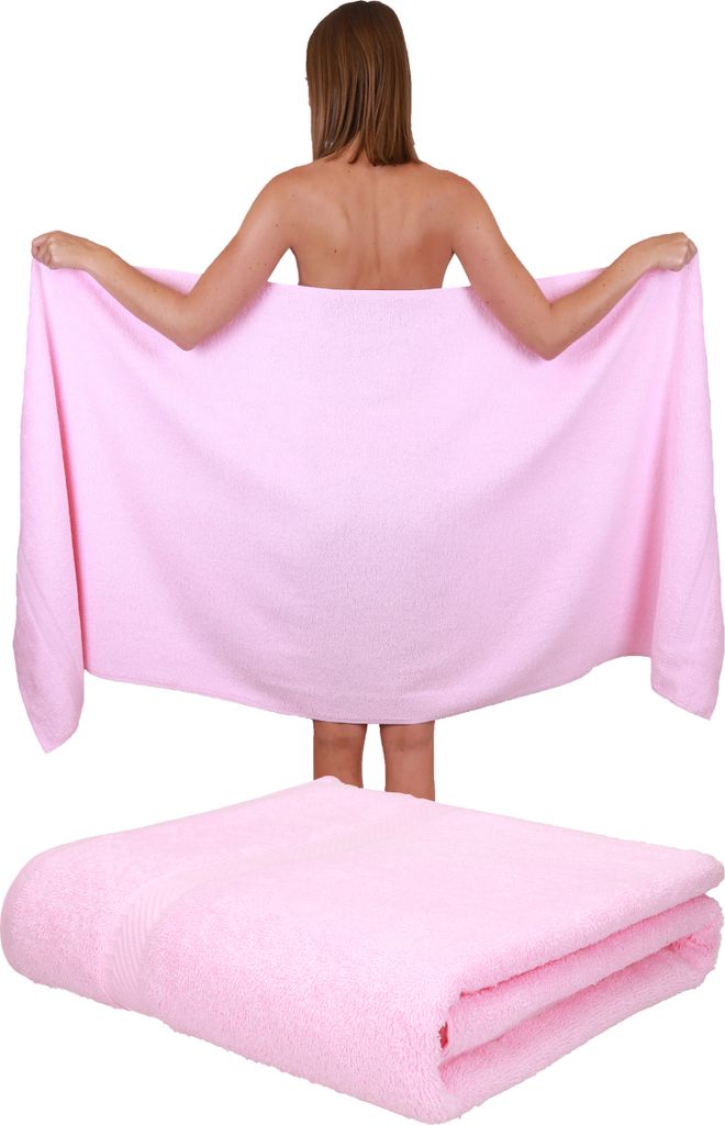 Betz 2 Stück XXL Badetücher 100 x 200 cm PALERMO Saunatuch 100% Baumwolle Farbe: rose