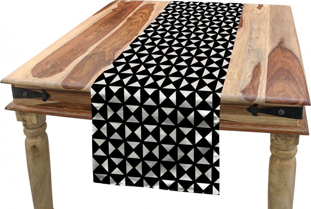 ABAKUHAUS Abstrakt Tischläufer, Grund Triangles in Squares, Esszimmer Küche Rechteckiger Dekorativer Tischläufer, 40 x 300 cm, Dunkelgrau und Eg...