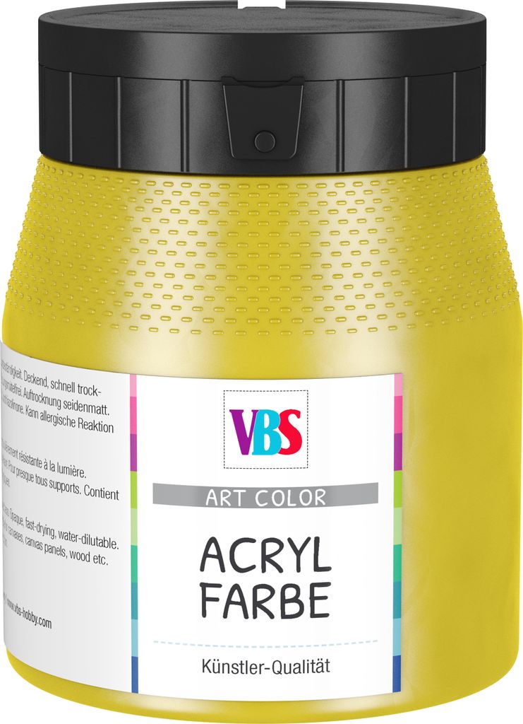 VBS Acrylfarbe 250 ml Künstlerfarbe für Leinwand und Bastelprojekte Kadmiumgelb
