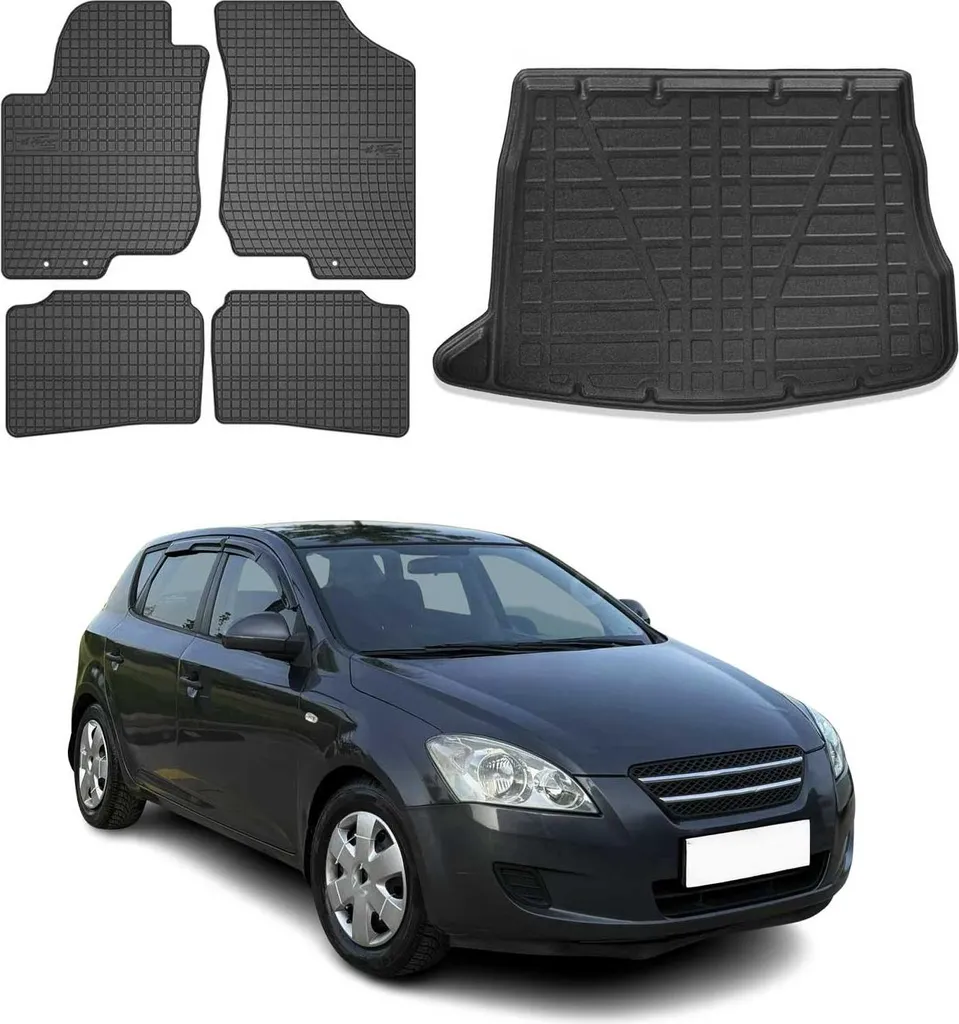 Accessori Kia Ceed 2006-2012: Set Tappetini Gomma e Vasca Baule