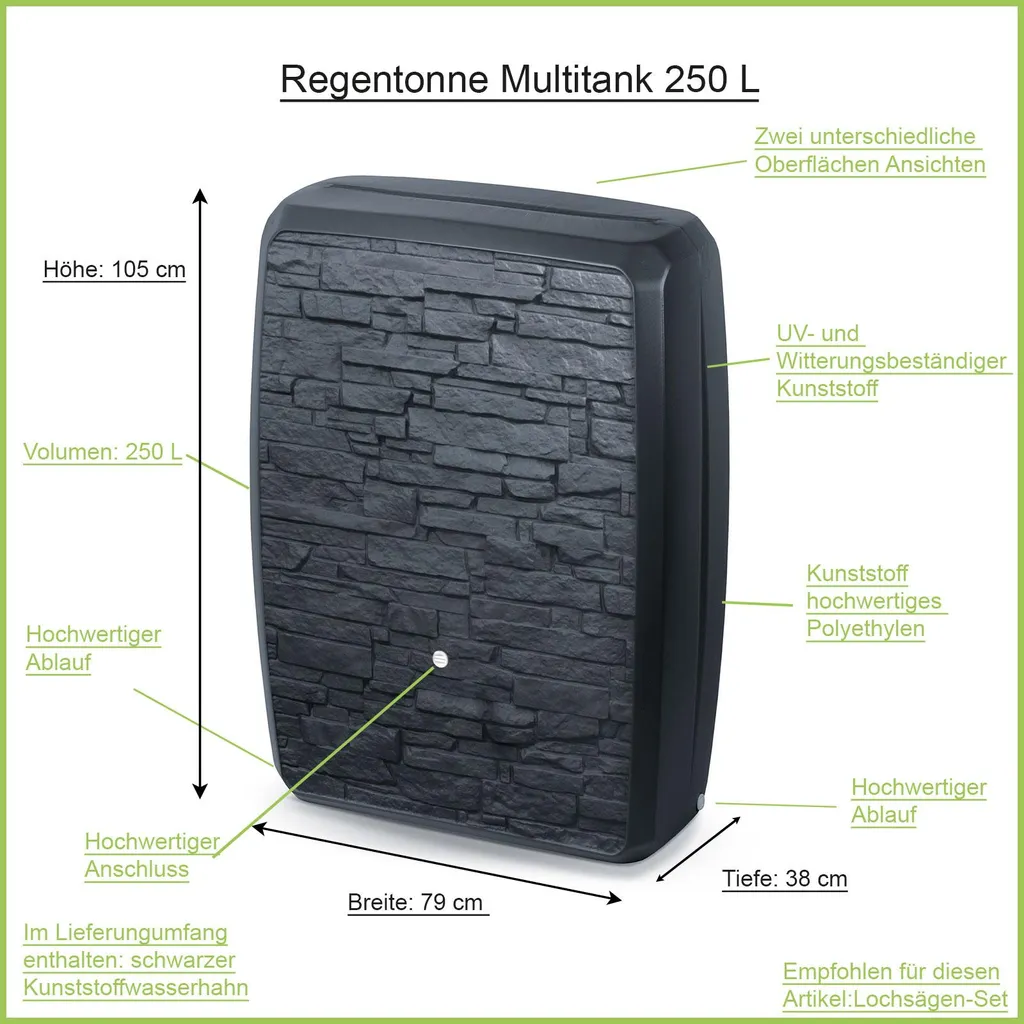 Cuve à eau MULTITANK 250 litres anthracite haute qualité crépi - 2