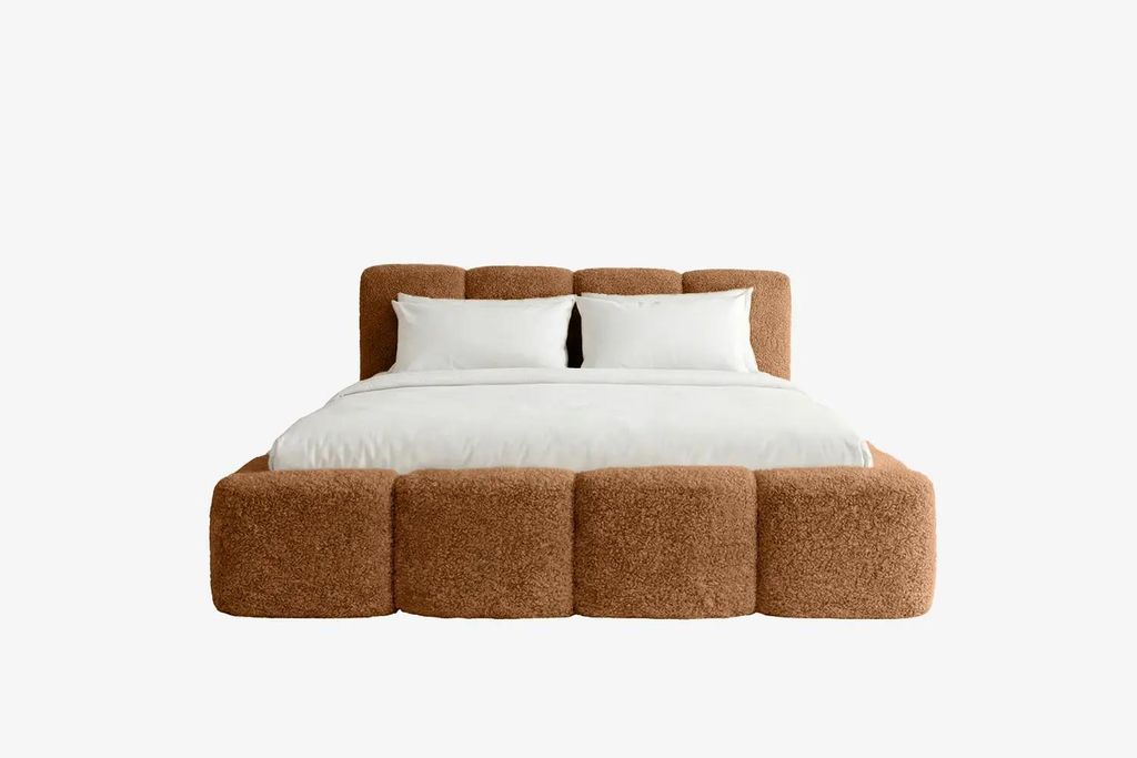 MNUUO Polsterbett MIOA LITE mit Bettkasten Kastanienbraun 160 x 200 cm Hebbarer Metall-Lattenrost