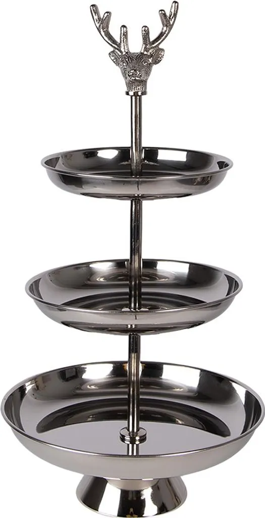 Etagere a 3 strati Clayre & Eef Ø 26x48 cm Alluminio color argento