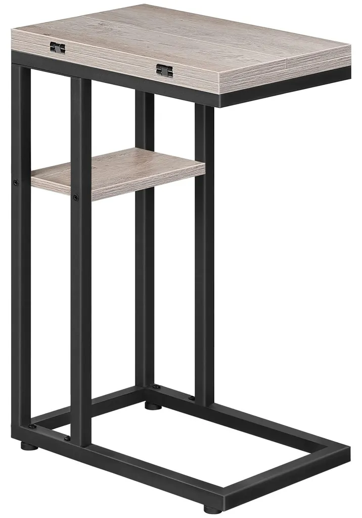 Table basse en C avec étagère de rangement, structure métal EBG29