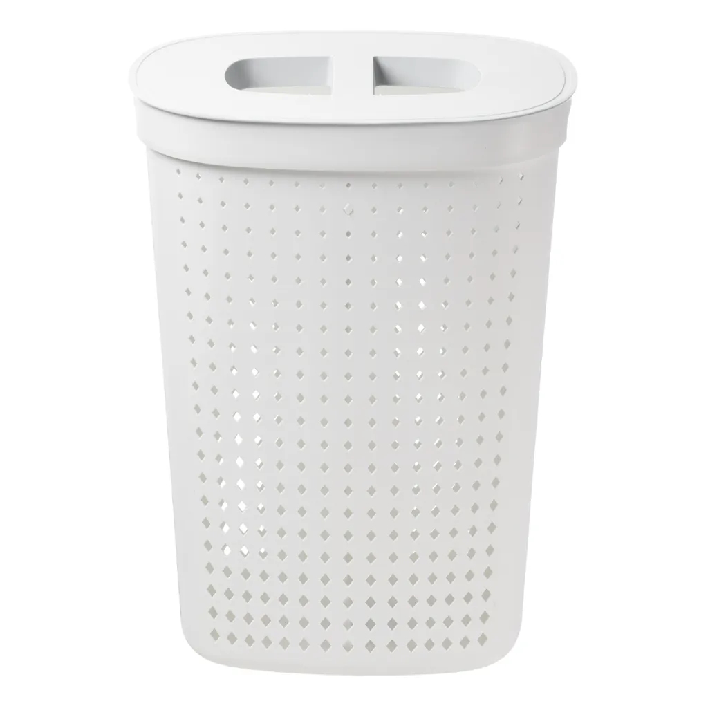 Panier à Linge SEOUL Blanc 60L Plast Team Ovale pour Salle de Bain