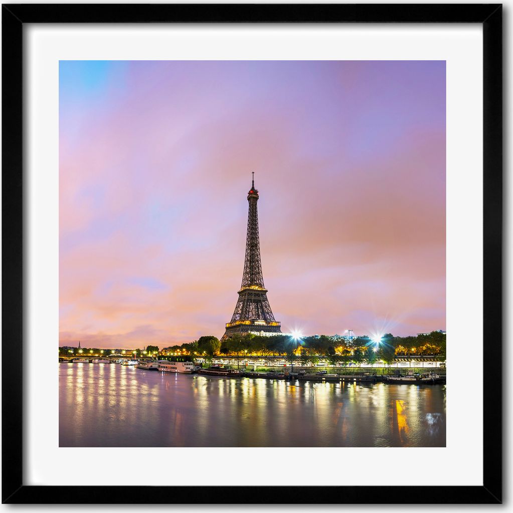 Bild - 50 cm x 50 cm - MDF - Rahmen, Wandkunst - Eiffelturm Paris