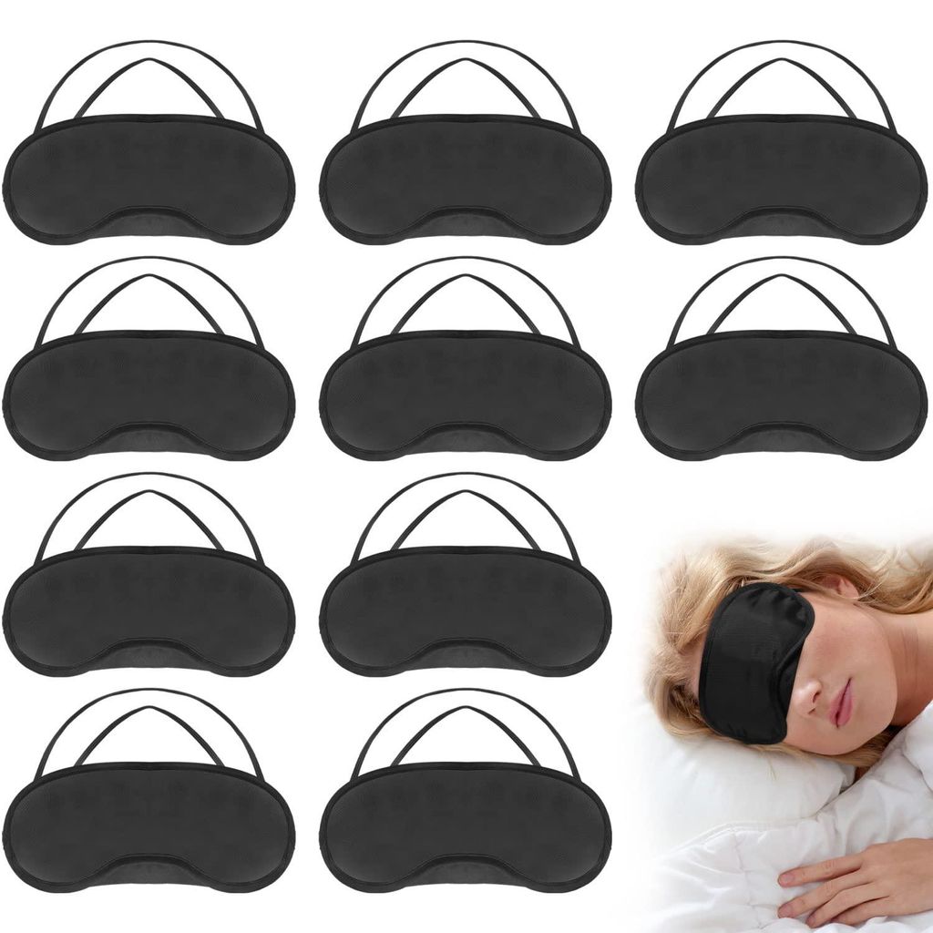 Set mit 10 Schlafmasken für Seitenschläfer, weiche und atmungsaktive Schlafmasken für Männer und Frauen, lichtundurchlässige Augenmasken mit v...