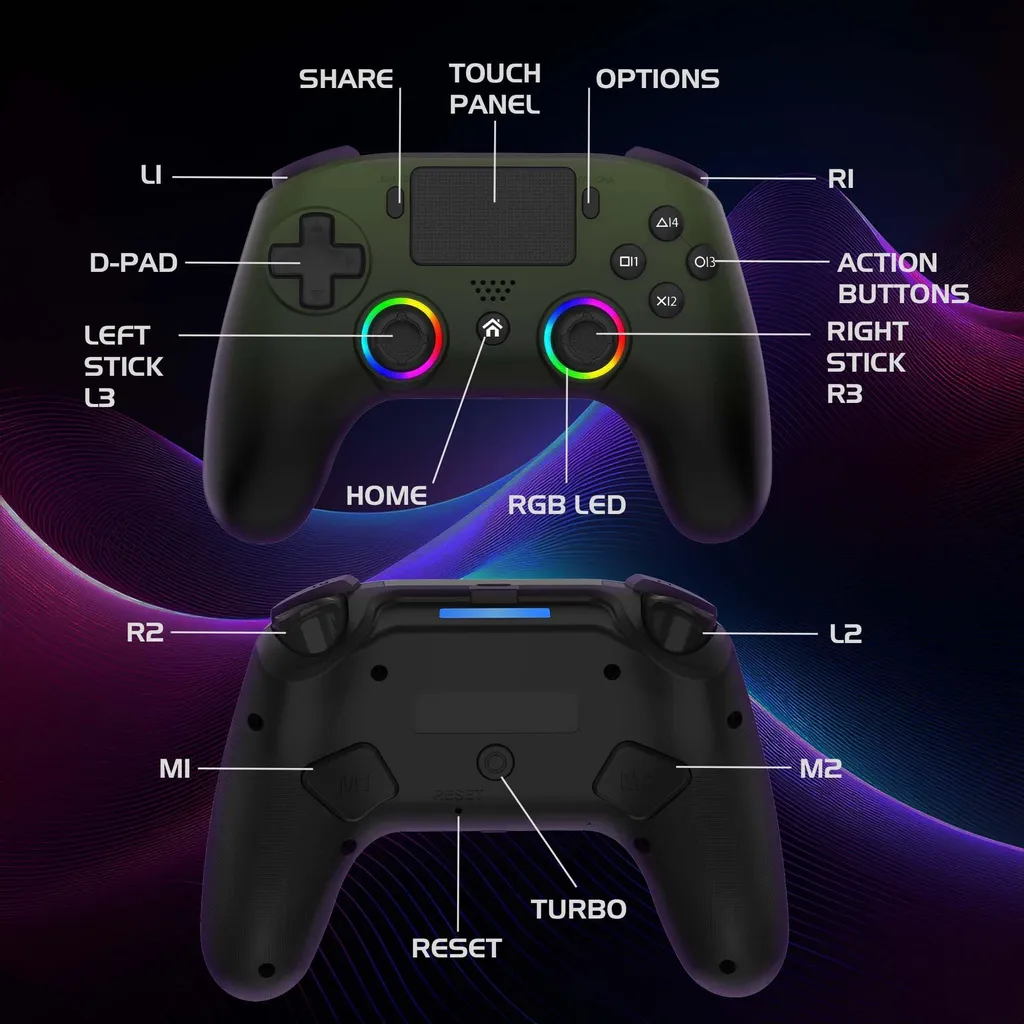 Gamepad Wireless Subsonic SA5716-3 - LED RGB e Paddle per PS5 e PC - 3