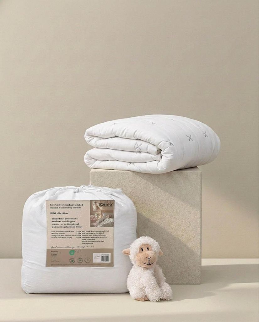 Waschbares Bettdecken HOOMstyle + Kissenbezug - Mikro-Percale - Weiß