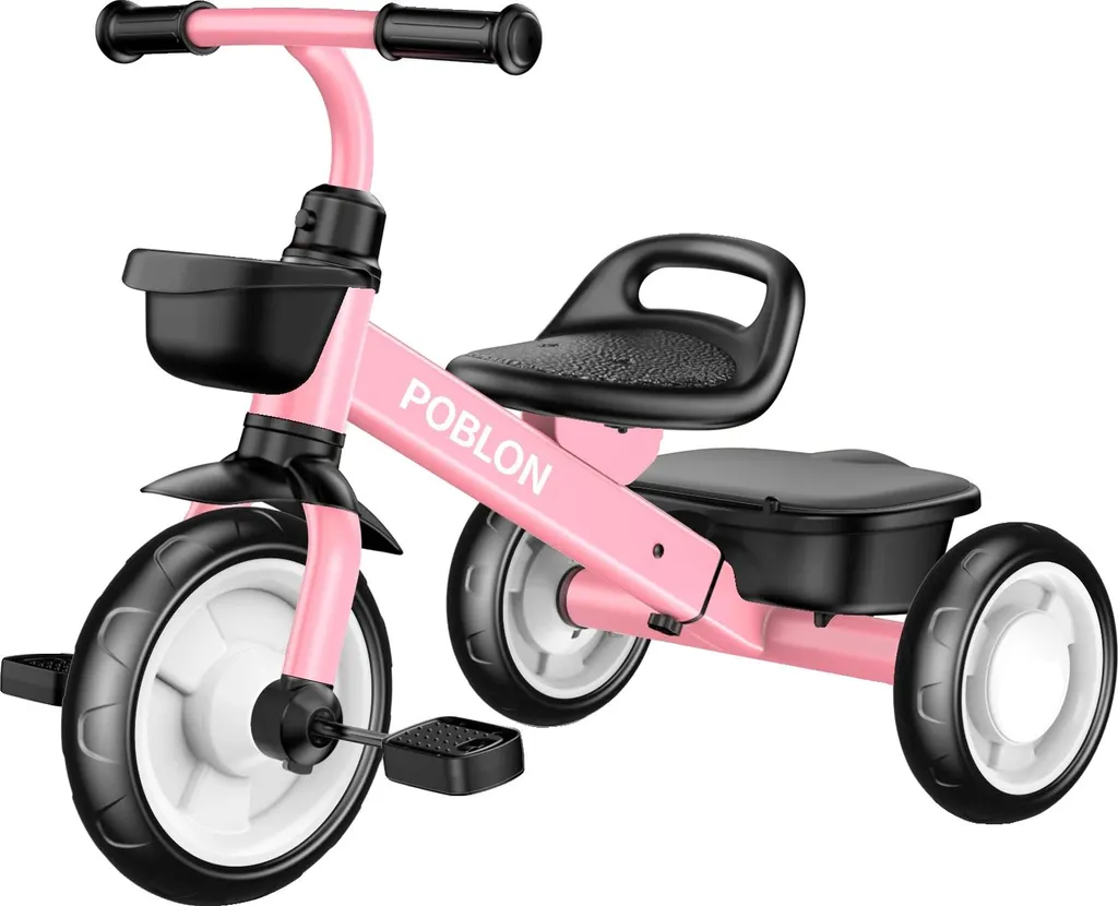 Vélo sans pédales 3 roues rose pour apprendre l'équilibre au parc