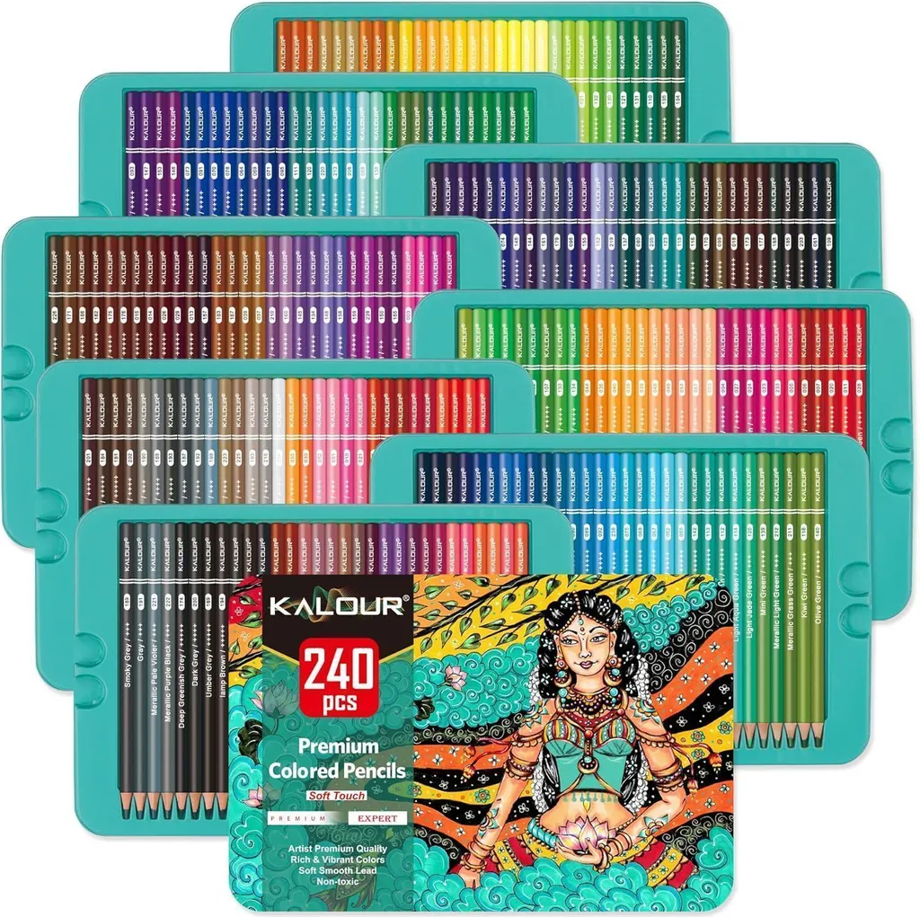 Crayons de Couleur Professionnels 240 Nuances pour Portraits et Paysages