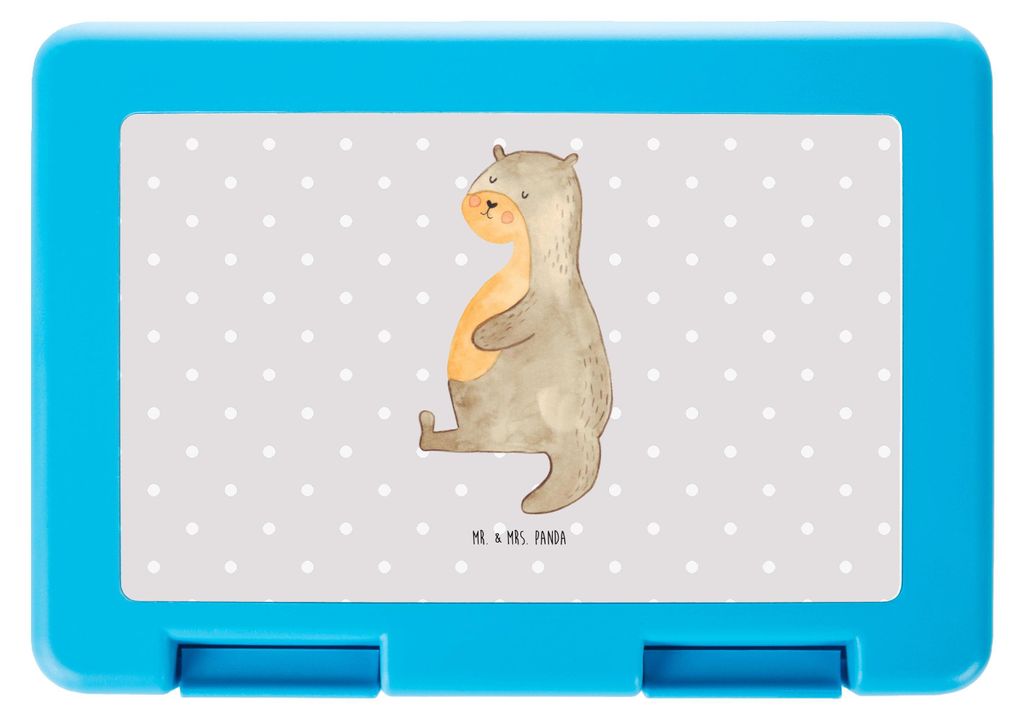Mr. & Mrs. Panda Lunchbox Otter Bauch - Grau Pastell - Geschenk, Bentobox, voll Gefuttert, Essen. Foodlover, Zufrieden, Bento Box, Snackbox, Seeott...
