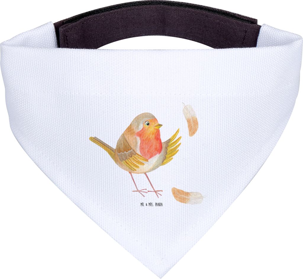 Mr. & Mrs. Panda Tuch Rotkehlchen Federn - Weiß - Geschenk, fliegen, Halstuch, Lustige Sprüche, Für Hunde, Hundehalstuch, Vogel, Spruch Motivati...