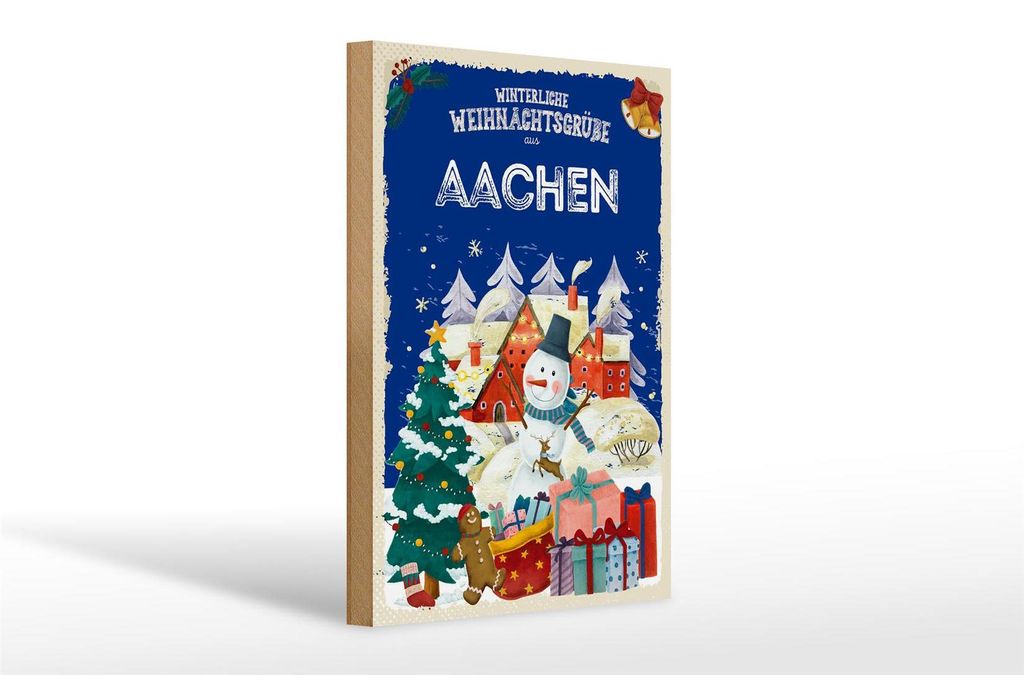 Holzschild Weihnachtsgrüße AACHEN Geschenk Fest 20x30cm