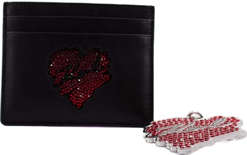 Portefeuille Karl Lagerfeld Hearts Ch avec porte-clés Gp Noir Chic