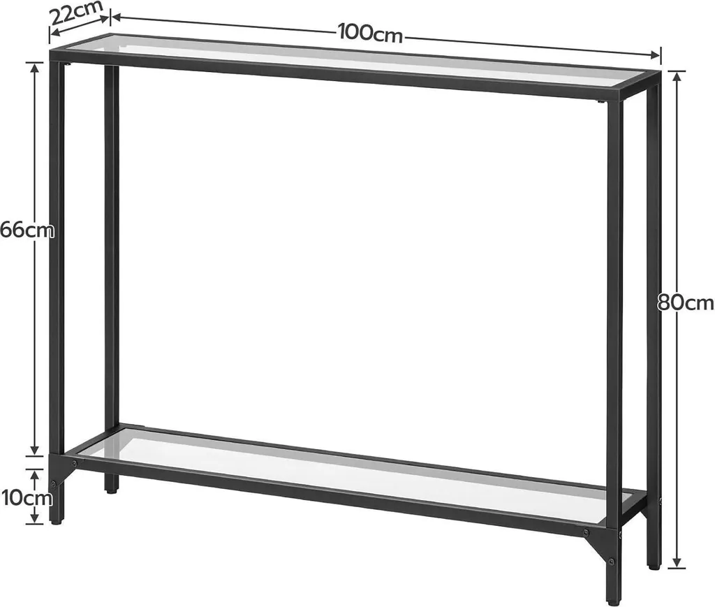 Hoobro Table Console 100 cm Noir Verre Trempé et Métal - Style Moderne - 3