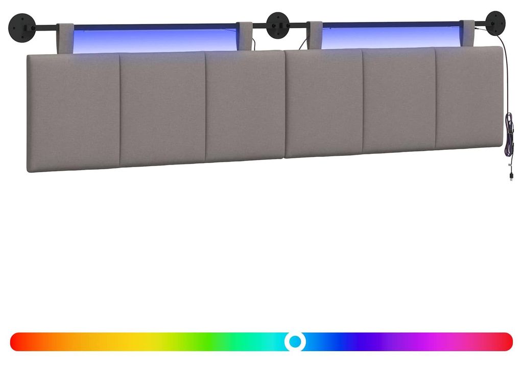 vidaXL Hängendes Kopfteil Mit LED Licht Taupe Stoff
