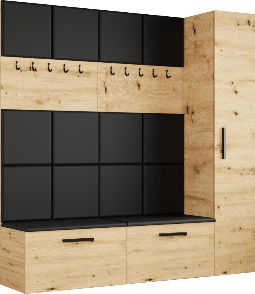 Masseno Garderobe-Set MODULO 201,2/204/40 cm Modern Garderobenschrank Eiche Artisan