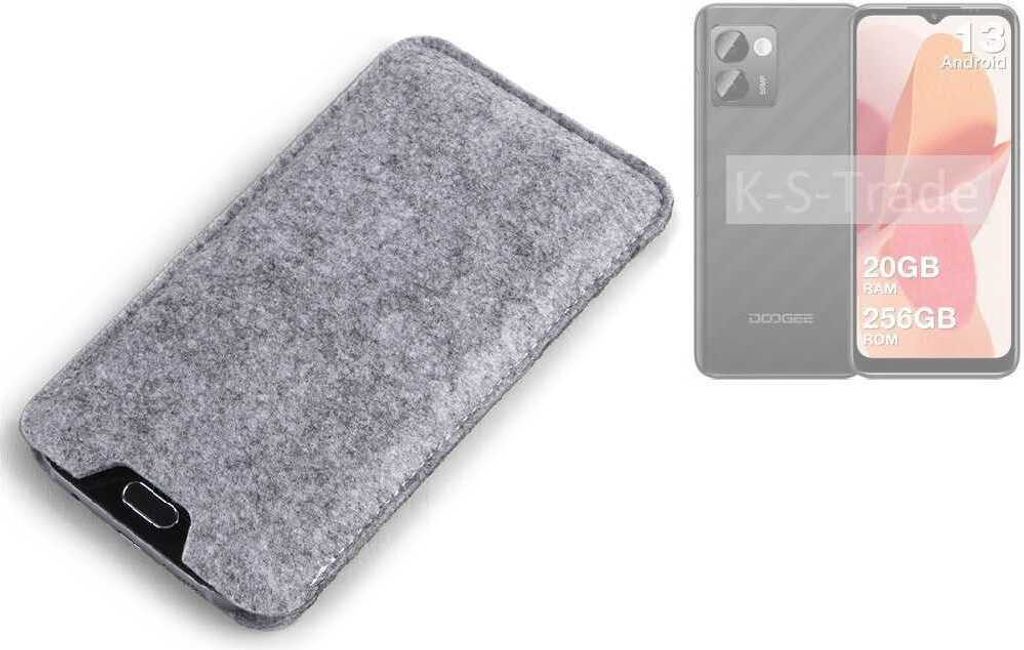 K-S-Trade Filz Handyhülle kompatibel mit Doogee N50 Pro Schutzhülle Filztasche Filz Tasche Case Sleeve Handy Hülle Filzhülle grau