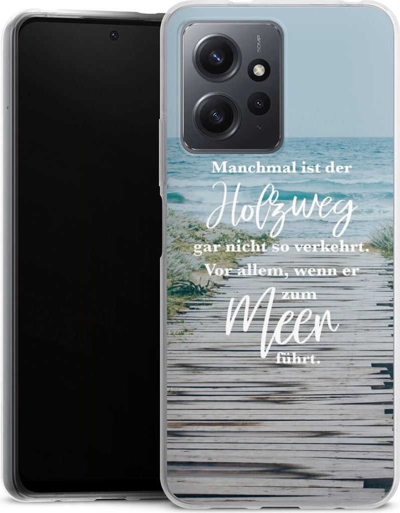 DeinDesign Handyhülle für Xiaomi Redmi Note 12 4G Silikon Hülle Case Smartphone Schutzhülle Statement Strand Spruch