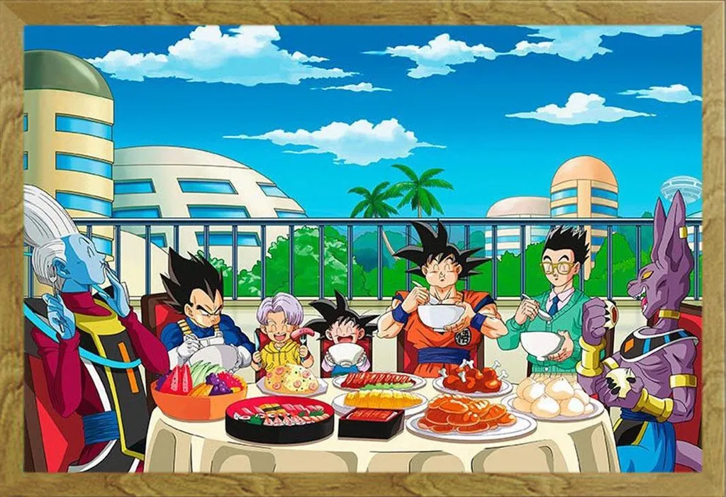 Dragon Ball Super - Poster - Festin + cornice rimovibile, Shinsuke® Maxi MDF oak, disco acrilico