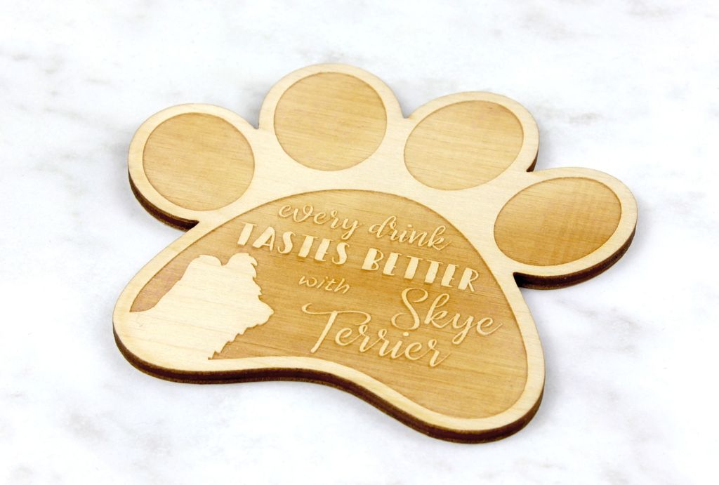 Skye Terrier - Tasse Untersetzer, graviert Untersetzer mit Hund, Geschenk für Hundeliebhaber von Art-Dog Marke