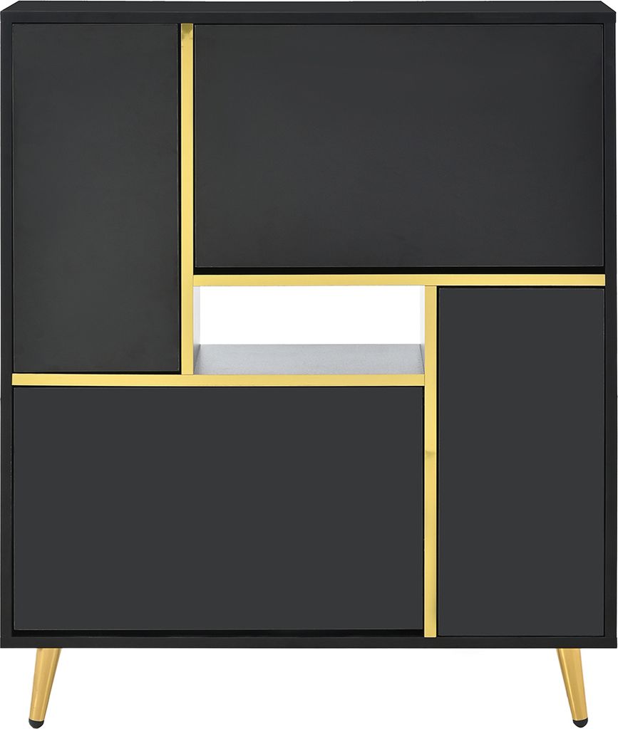 Schuhschrank mit Hochglanzfront und 16-farbigem LED-Licht Schuhregal Schuhschränke für Eingang Flur Wohnzimmer 80 x 25 x 96cm Schwarz