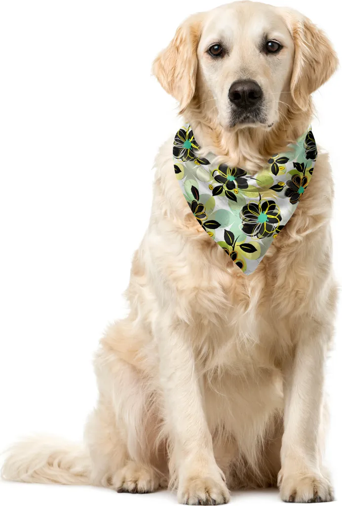 Bandana Animali Domestici 55x55 cm ABAKUHAUS Fiori Grigio Carbone