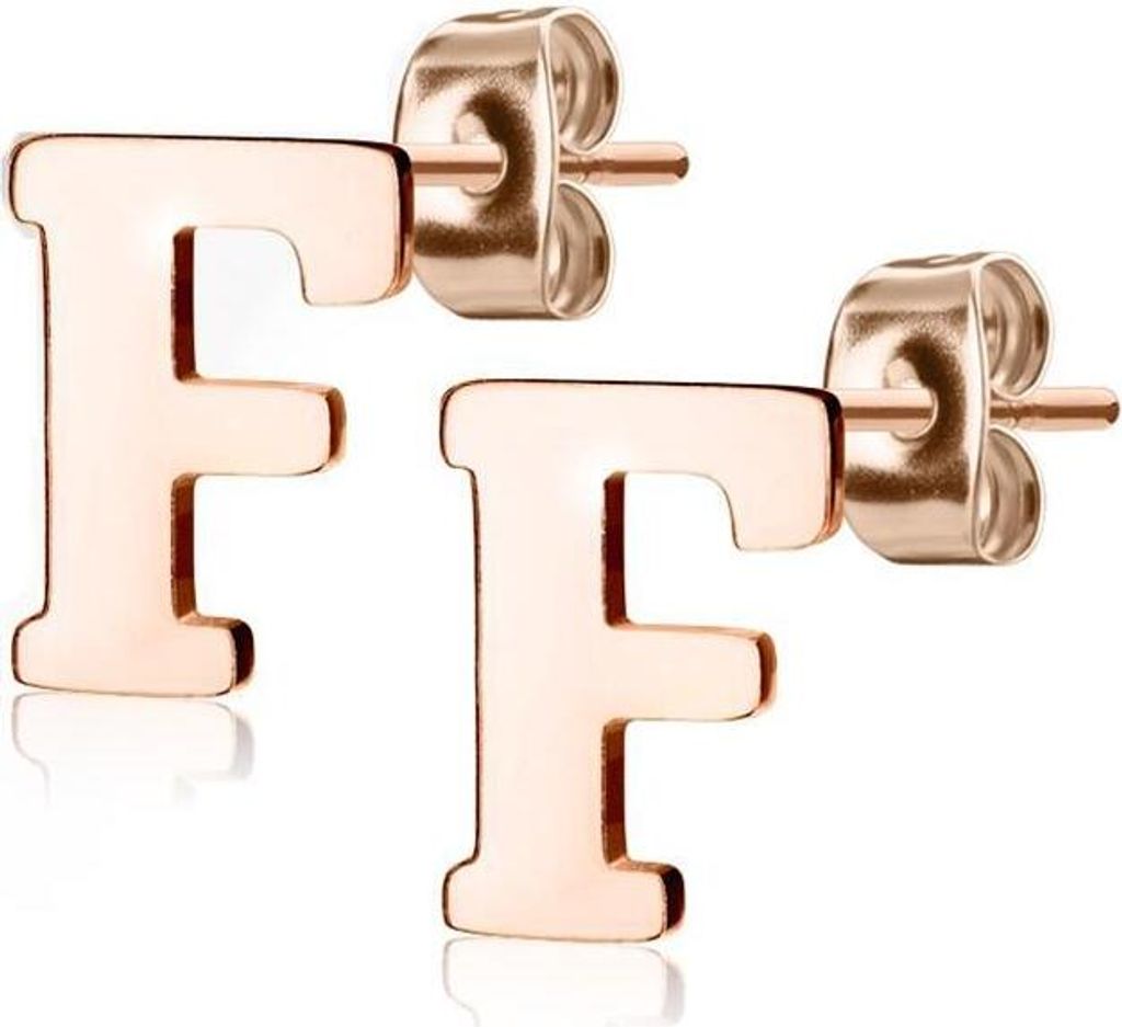 F Ohrstecker Buchstaben Rosegold aus Edelstahl Damen