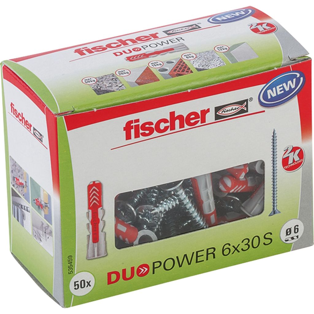 fischer Duopower 6 x 30 S so skrutkou, balenie po 50 ks. Obrázok produktu 