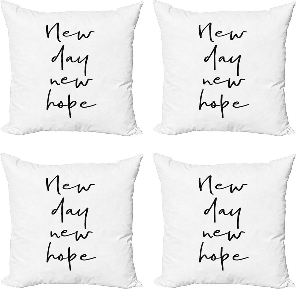 ABAKUHAUS Hoffen Kissenbezug Set (4 Stück), Motivation Kalligraphie, Moderner Doppelseitiger Digitaldruck, 45 cm x 45 cm, Schwarz und weiß