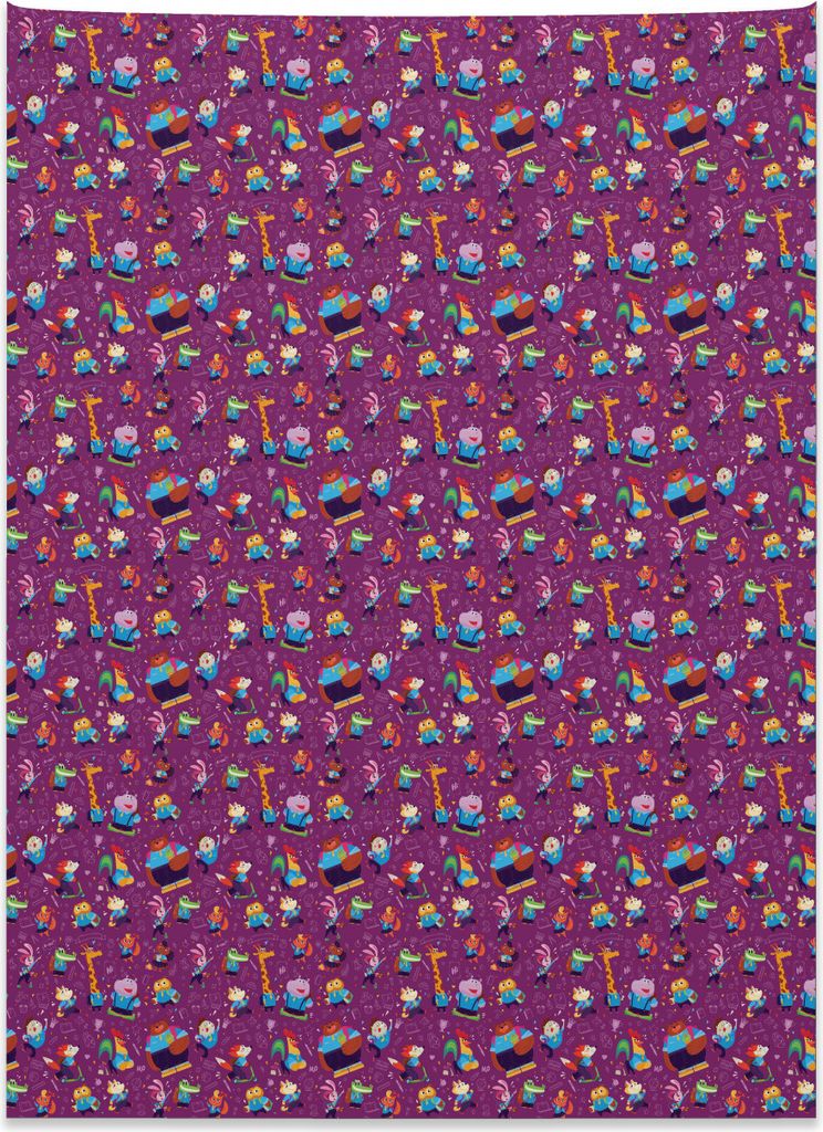 Abakuhaus Nilpferd Wandteppich, Kinder Schule Tiere Mathematik aus Weiches Mikrofaser Stoff Kein Verblassen Klare Farben Waschbar, 110 x 150 cm, Me...