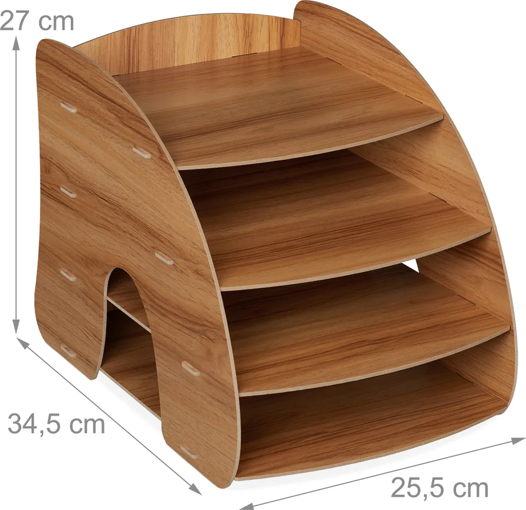 Vassoio Portadocumenti 4 Scomparti RD42747 Marrone - Organizer A4 Ufficio - 5