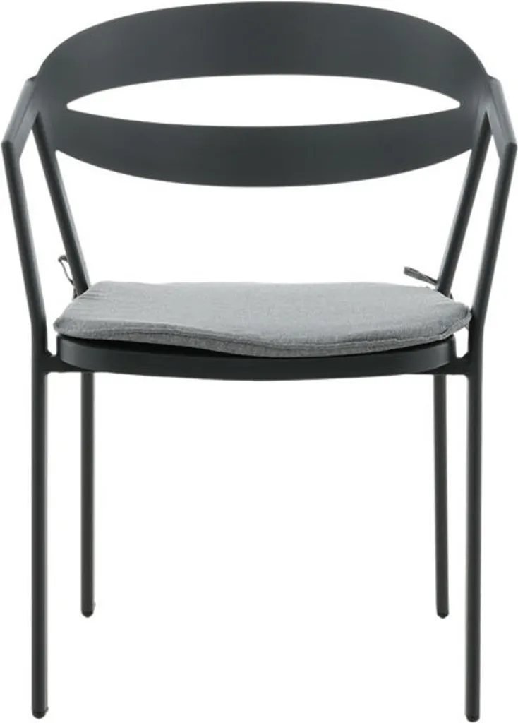 Chaise de terrasse noire Slit empilable pour repas en plein air