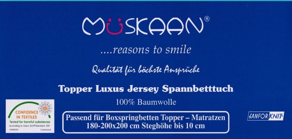 Jersey Topper Spannbettlaken Marine Blau 180x200 - 200x200 100% Baumwolle